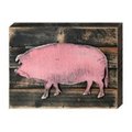 Clean Choice Vintage Country Style Pink Pig Art on Board Wall Decor CL1785972